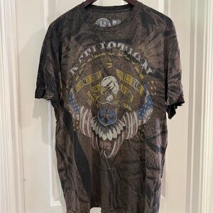 Affliction Men's Black and Brown Graphic Tee
